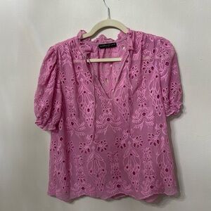 Revolve Generation Love Lara Embroidered Top New without tag pink short sleeve